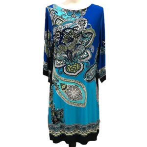 Saint Tropez West Blue Paisley Dress Sz 8